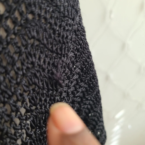 Vintage Conrad C Open Knit Tee Pullover / Black Knit / Tagged Medium - Picture 7 of 7